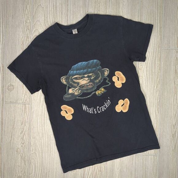 Gildan Men’s Small Gangsta Gorilla What’s Crackin Black Short Sleeve Shirt - Picture 1 of 5